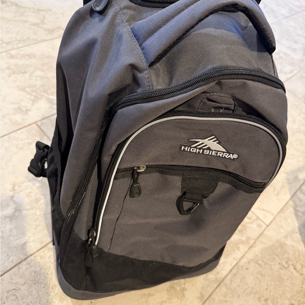 High Sierra Gray and Black Rolling Backpack